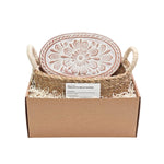 Load image into Gallery viewer, Terracotta Bread Warmer &amp; Basket |Floral Pattern with Jute Basket
