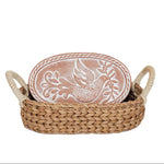 Load image into Gallery viewer, Bread Warmer and Basket | Terracotta Warmer with Woven Seagrass Basket

