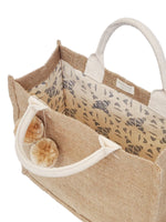 Load image into Gallery viewer, Jute Canvas Gift Bag With Pompom
