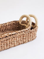 Load image into Gallery viewer, Seagrass Bread Baskets with White Handles
