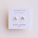 Load image into Gallery viewer, Rose Quartz Gold Stud Earrings
