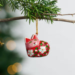 Load image into Gallery viewer, Painted Cat Paper Mache Christmas Ornament
