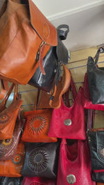 Load image into Gallery viewer, Large Flourish Leather Plant Hanger
