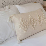 Load image into Gallery viewer, Viha Throw Pillow | Handmade Neutral Throw Pillow with Tassels
