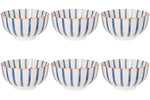 Load image into Gallery viewer, Set of 6 Colorful Striped Bowls with Citrus Pattern

