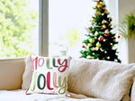 Load image into Gallery viewer, Holly Jolly Embroidered Christmas Holiday Pillow
