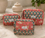 Load image into Gallery viewer, Set of 3 Hand Block Printed Cosmetic and Toiletry Bags
