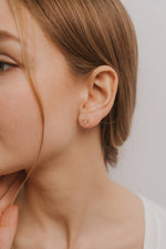 Load image into Gallery viewer, Rose Quartz Gold Stud Earrings
