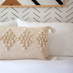 Load image into Gallery viewer, Viha Throw Pillow | Handmade Neutral Throw Pillow with Tassels
