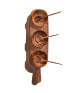 Load image into Gallery viewer, Walnut Condiment Serving Tray with Bowls and Spoons
