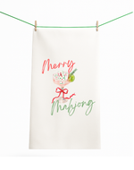 Load image into Gallery viewer, Merry Mahjong holiday towel

