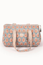 Load image into Gallery viewer, Terracotta Heirloom Buta Block Print Quilted Duffle Bag
