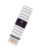 Load image into Gallery viewer, Black Striped Turkish Beach Towel
