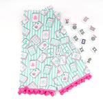 Load image into Gallery viewer, Mahjong Stripe Pom-Pom Cotton Kitchen Towel Set
