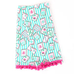 Load image into Gallery viewer, Mahjong Stripe Pom-Pom Cotton Kitchen Towel Set
