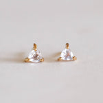 Load image into Gallery viewer, Rose Quartz Gold Stud Earrings
