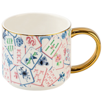 Load image into Gallery viewer, Mahjong Tiles Coffee Mug with Gold Detailing
