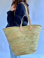 Load image into Gallery viewer, French Market Tote with Leather Handles
