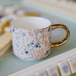 Load image into Gallery viewer, Mahjong Tiles Coffee Mug with Gold Detailing
