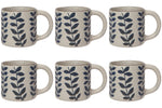 Load image into Gallery viewer, Set of Six Stoneware Mugs with Vine Pattern

