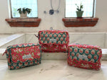 Load image into Gallery viewer, Set of 3 Hand Block Printed Cosmetic and Toiletry Bags
