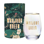Load image into Gallery viewer, Gold Foil Stemless Wine Glass - Mahjong Queen
