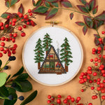 Load image into Gallery viewer, A-Frame Cabin Cross Stitch Kit
