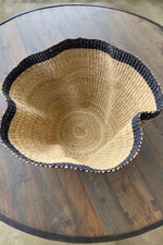 Load image into Gallery viewer, Handwoven Wave Basket - Natural with Black Trim
