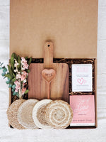 Load image into Gallery viewer, Monogrammed Gift Box With Wood board, Wood Spoon, Tea And Cookies
