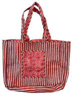 Load image into Gallery viewer, Block Printed Quilted Tote Bag | Reversible Beach Bag
