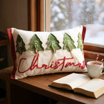 Load image into Gallery viewer, Merry Christmas Embroidered and  Applique Tree with Jute Embellishments Throw Pillow

