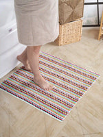 Load image into Gallery viewer, Pom Pom Luxurious Striped Bath Mat
