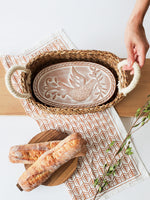Load image into Gallery viewer, Bread Warmer and Basket | Terracotta Warmer with Woven Seagrass Basket
