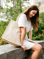 Load image into Gallery viewer, Jute Canvas Market Bag - Love
