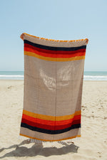 Load image into Gallery viewer, Handwoven Recycled Cotton Throw Blanket | Desert Stripe Beach Blanket 73"x48"
