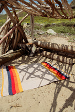 Load image into Gallery viewer, Handwoven Recycled Cotton Throw Blanket | Desert Stripe Beach Blanket 73"x48"
