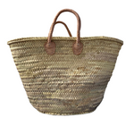 Load image into Gallery viewer, French Market Basket Tote | Handwoven Beach Bag with Leather Handles
