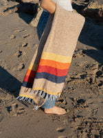 Load image into Gallery viewer, Handwoven Recycled Cotton Throw Blanket | Desert Stripe Beach Blanket 73"x48"
