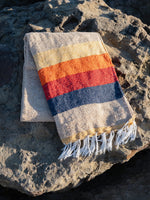 Load image into Gallery viewer, Handwoven Recycled Cotton Throw Blanket | Desert Stripe Beach Blanket 73"x48"
