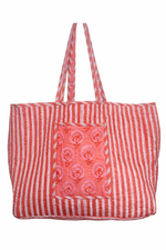 Load image into Gallery viewer, Block Printed Quilted Tote Bag | Reversible Beach Bag
