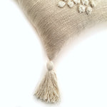 Load image into Gallery viewer, Viha Throw Pillow | Handmade Neutral Throw Pillow with Tassels
