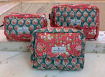 Load image into Gallery viewer, Set of 3 Hand Block Printed Cosmetic and Toiletry Bags
