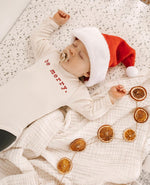 Load image into Gallery viewer, "Be Merry" Organic Cotton Baby Bodysuit /  Long Sleeve Holiday Onesie
