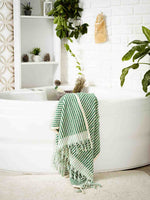 Load image into Gallery viewer, Striped Bath or Beach Towel with Fringe
