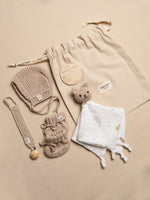 Load image into Gallery viewer, Boho Newborn Baby Gift Set | Organic Cotton Handknit Newborn Essentials
