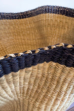 Load image into Gallery viewer, Handwoven Wave Basket - Natural with Black Trim

