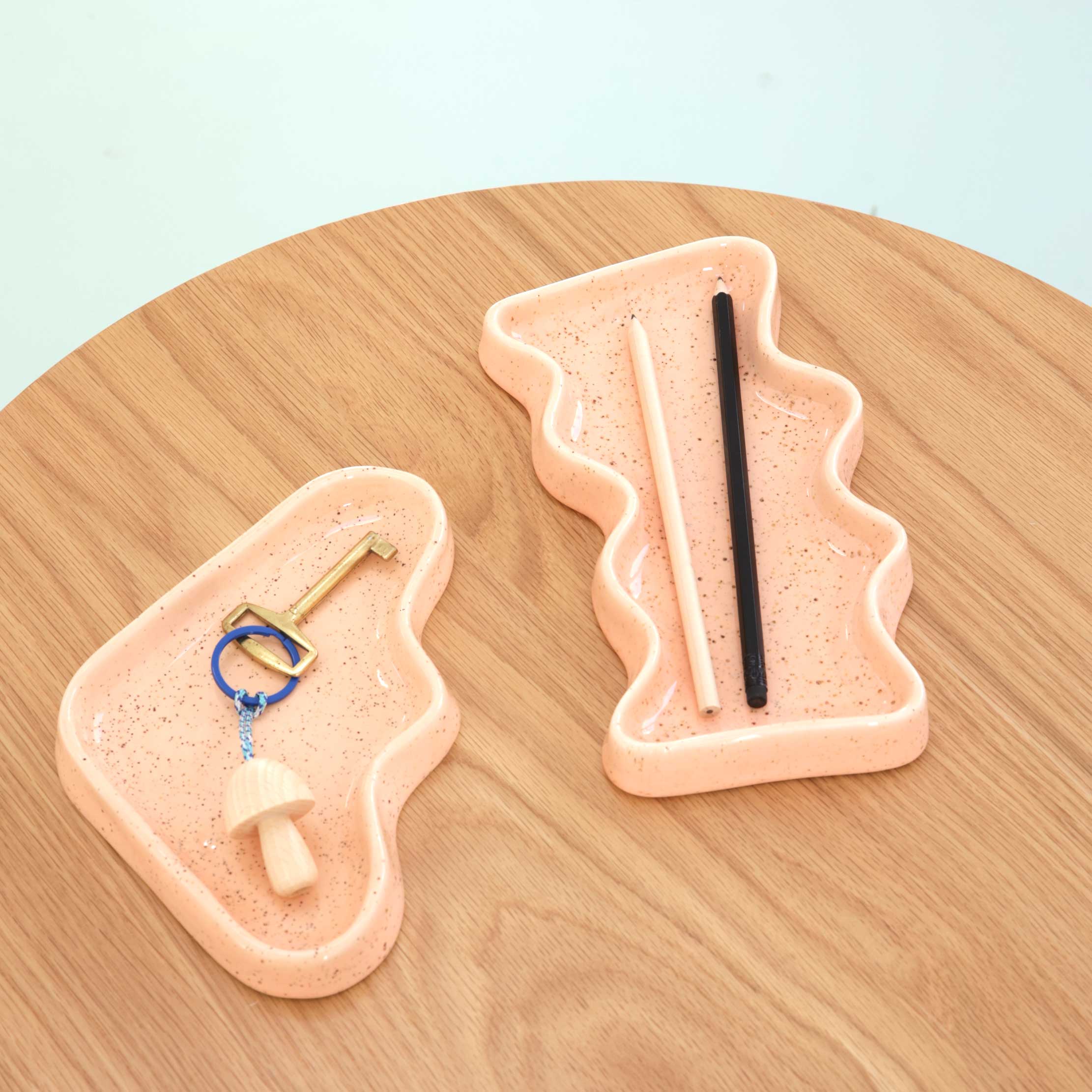 Ceramic Wave Trays - Speckled Peach - Rectangle