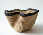 Load image into Gallery viewer, Handwoven Wave Basket - Natural with Black Trim

