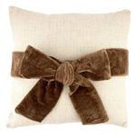 Load image into Gallery viewer, Velvet Bow Throw Pillow - Light Brown
