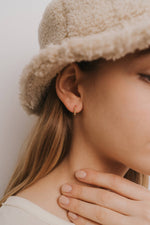 Load image into Gallery viewer, Small Ball Hoop Gold Earrings
